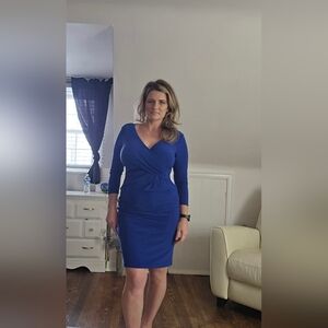 Lauren Ralph Lauren Blue Wrap Sheath Dress | 3/4 Sleeve | Size 6